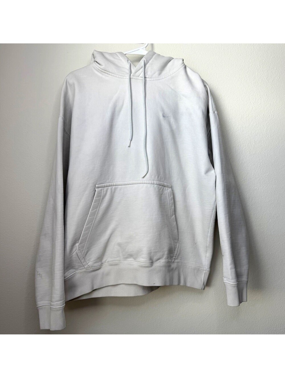Nike Men's Gray Pullover Hoodie Size L Embroidered Swoosh Logo Fleece Pocket